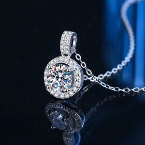 925 Sterling Silver Round Moissanite Necklace